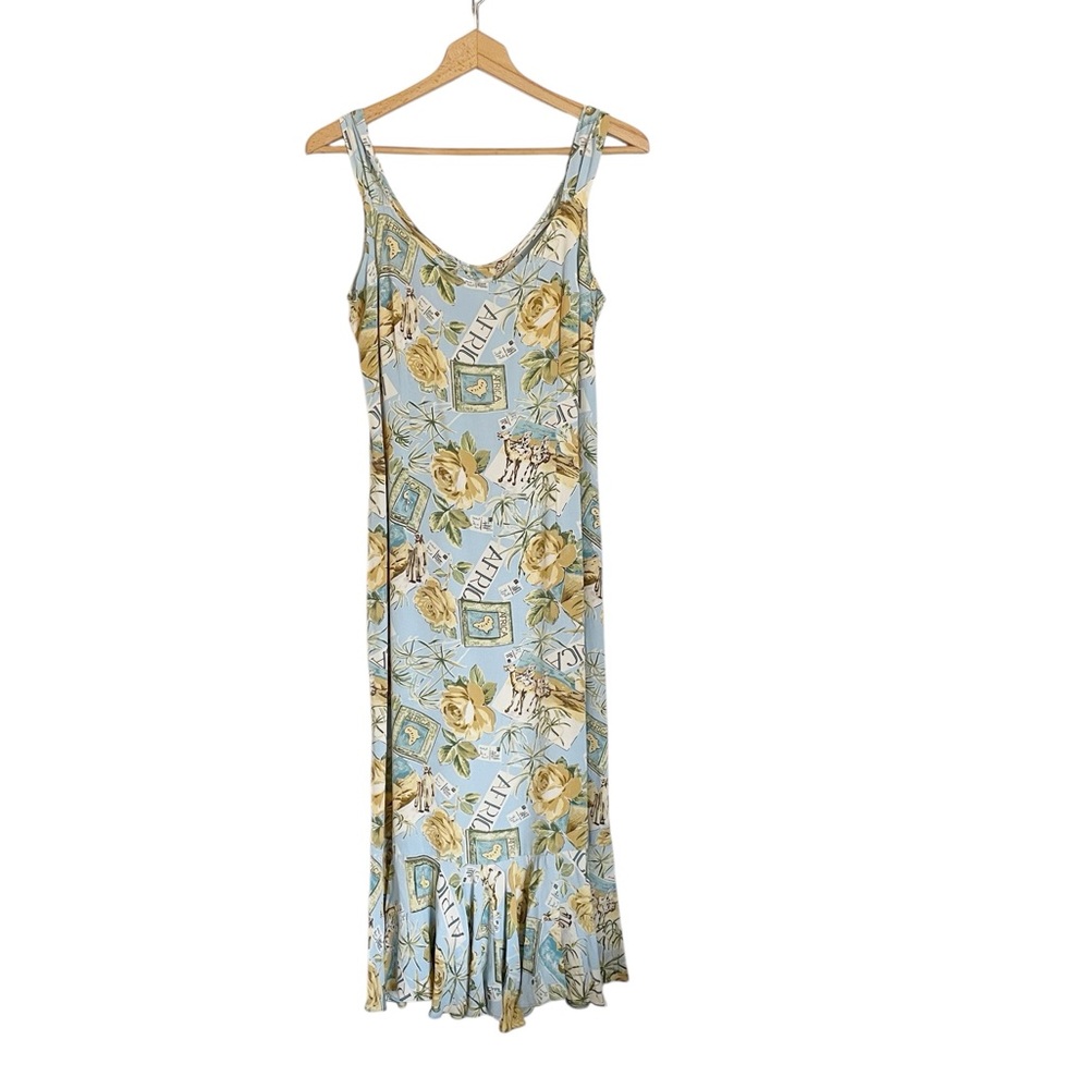 Vintage Jenny Helene Africa Floral Tropical Hawaiian Midi Dress size S/P
